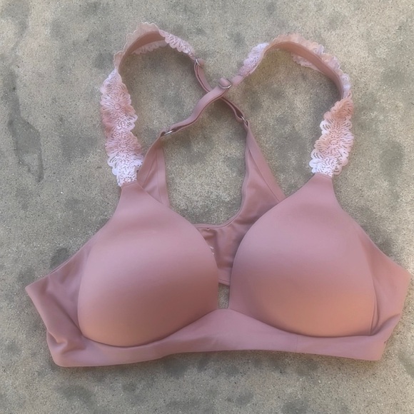 Aerie Real Sunnie Wireless Bra with Floral Strap Mystical Mauve Size 36A - Picture 1 of 6